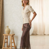 Mixed Lace Midi Skirt