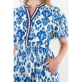 PUFF SLEEVE IKAT PRINT MAXI DRESS