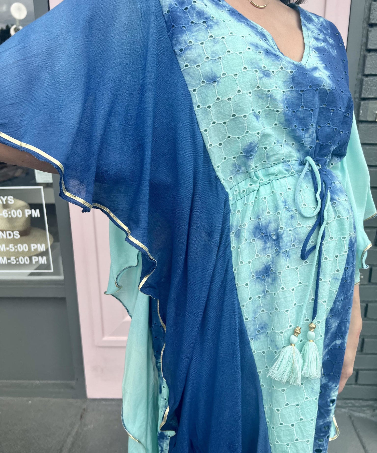 CAMILLE EYELET CAFTAN DRESS