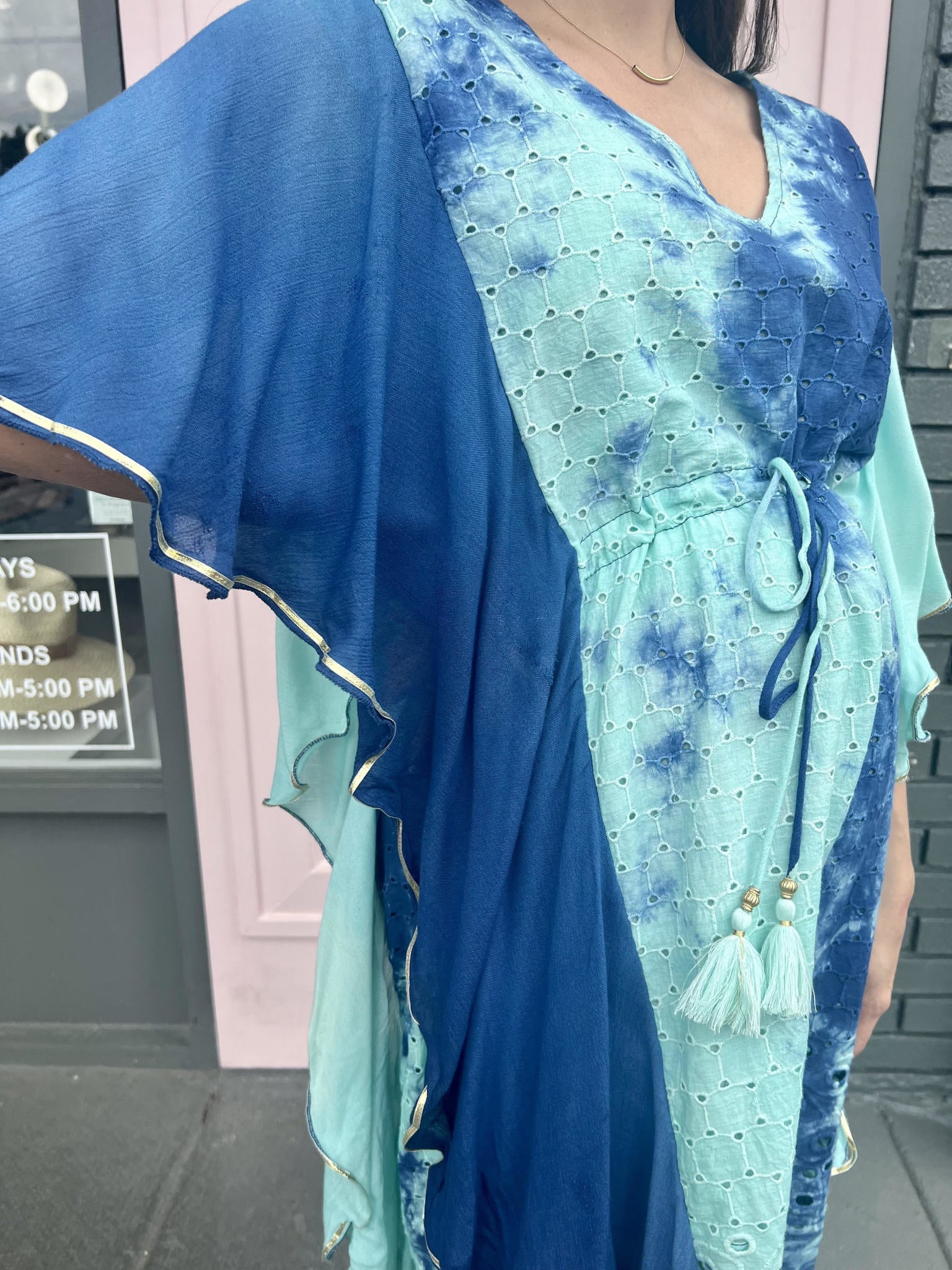 CAMILLE EYELET CAFTAN DRESS
