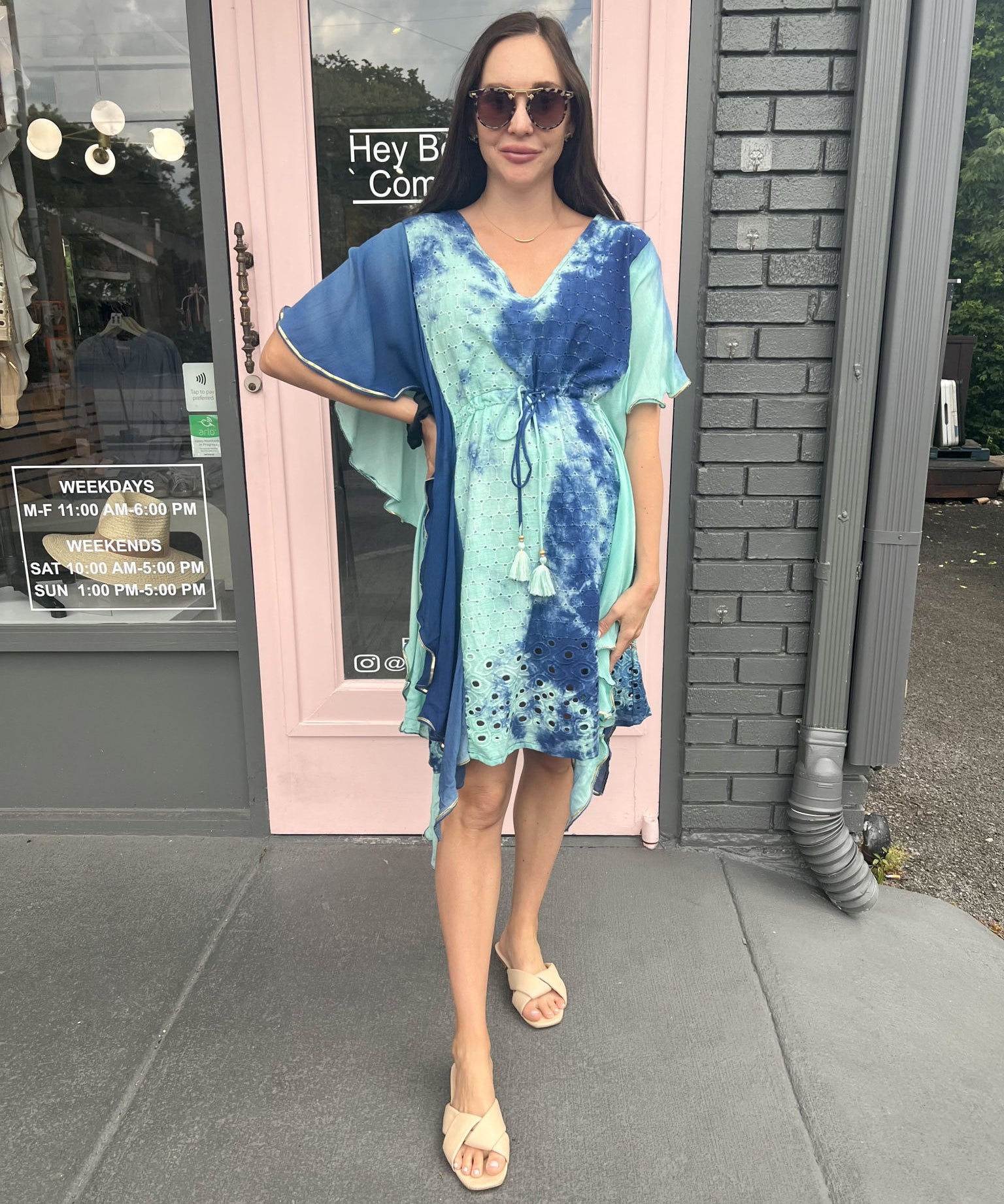 CAMILLE EYELET CAFTAN DRESS