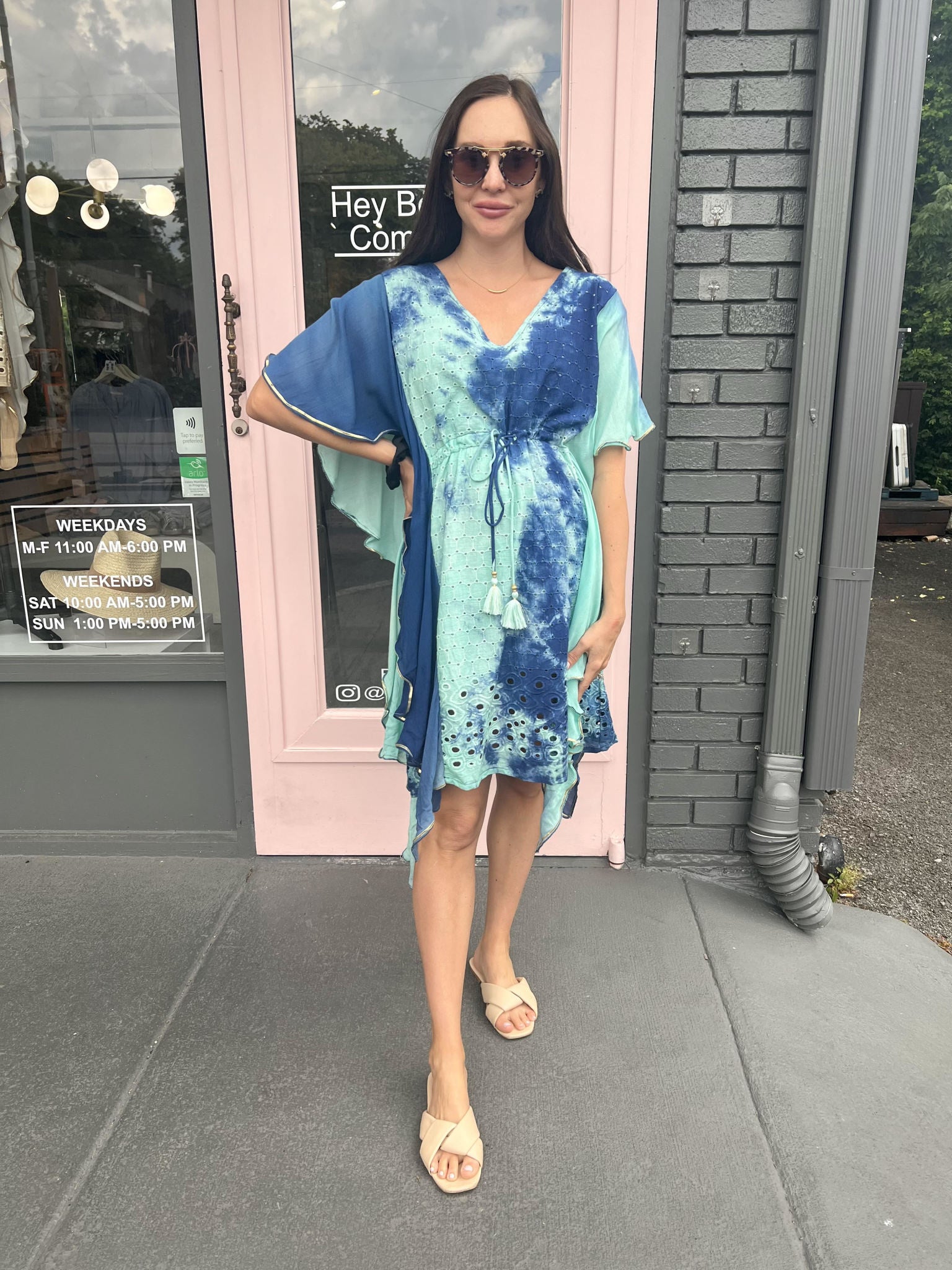 CAMILLE EYELET CAFTAN DRESS