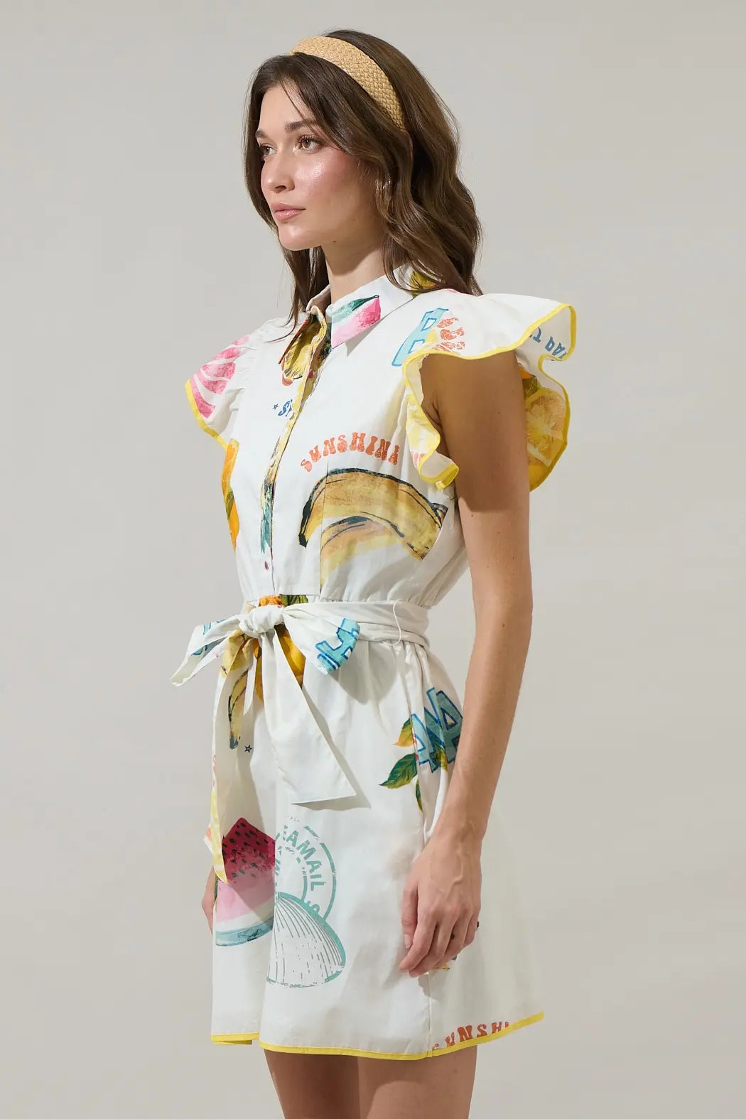 ZAHRA FRUIT MINI DRESS W/BELT