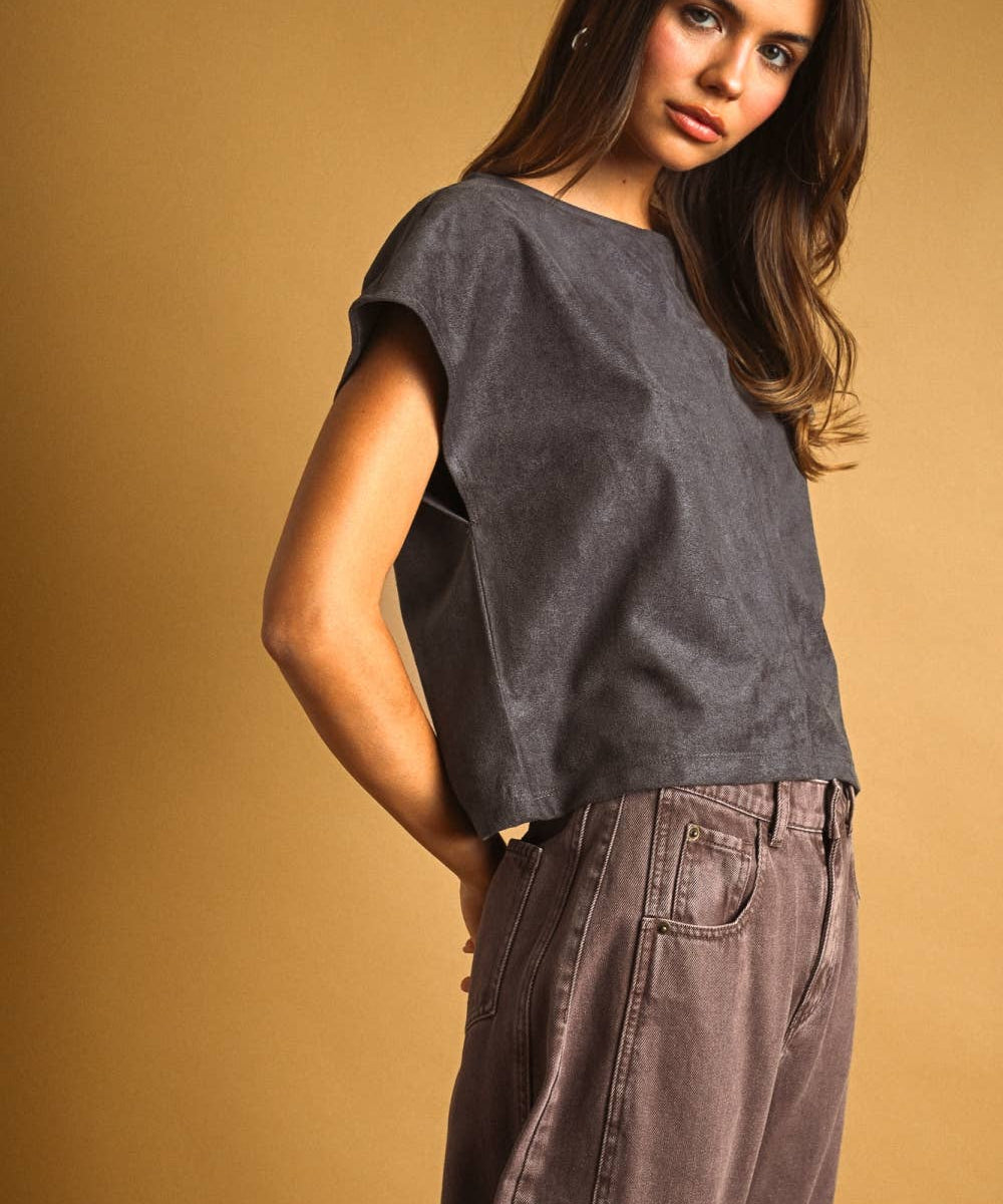 Suede Crop Top