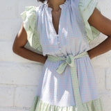 GINGHAM COLORBLOCK DRESS