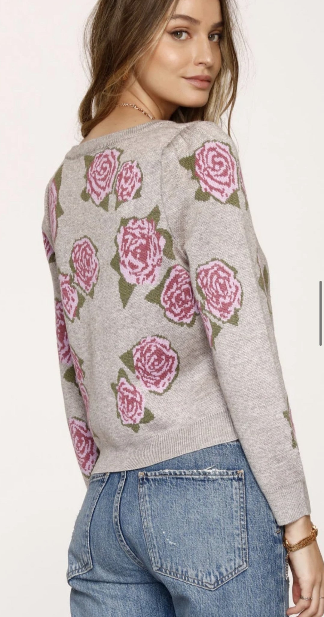 JACQUARD ROSE CARDIGAN