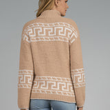 PRINTED  HALF ZIP SWEATER