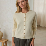 Machine Washable Knit Cardigan with Gold Buttons