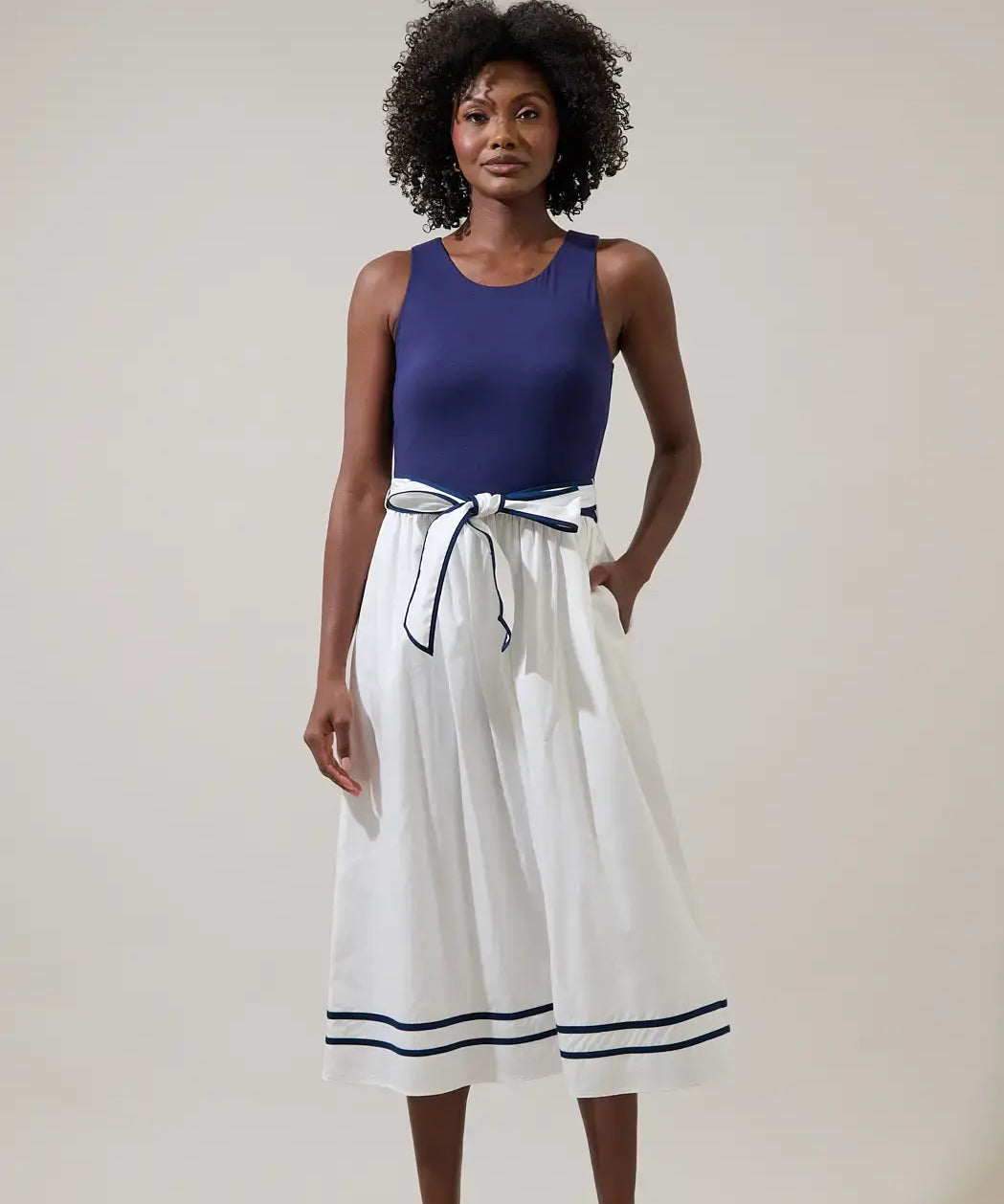 GIANA COLOR BLOCK MIDI DRESS