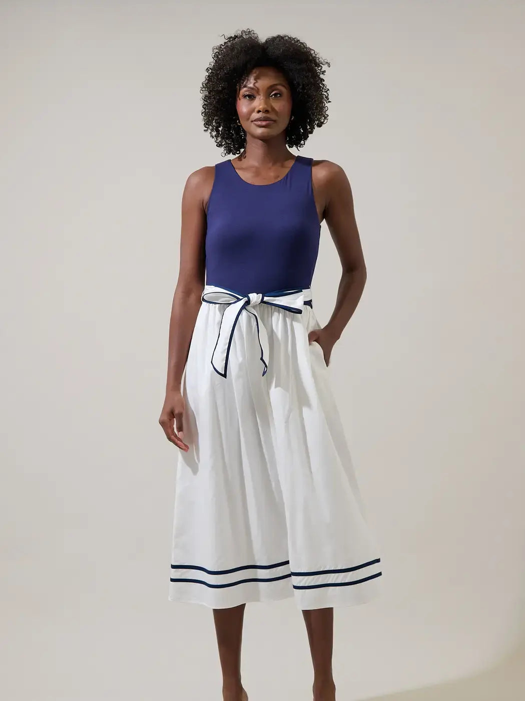 GIANA COLOR BLOCK MIDI DRESS