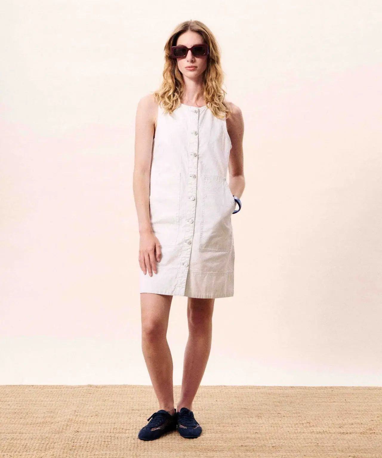 SLVLESS STRIPED DENIM DRESS
