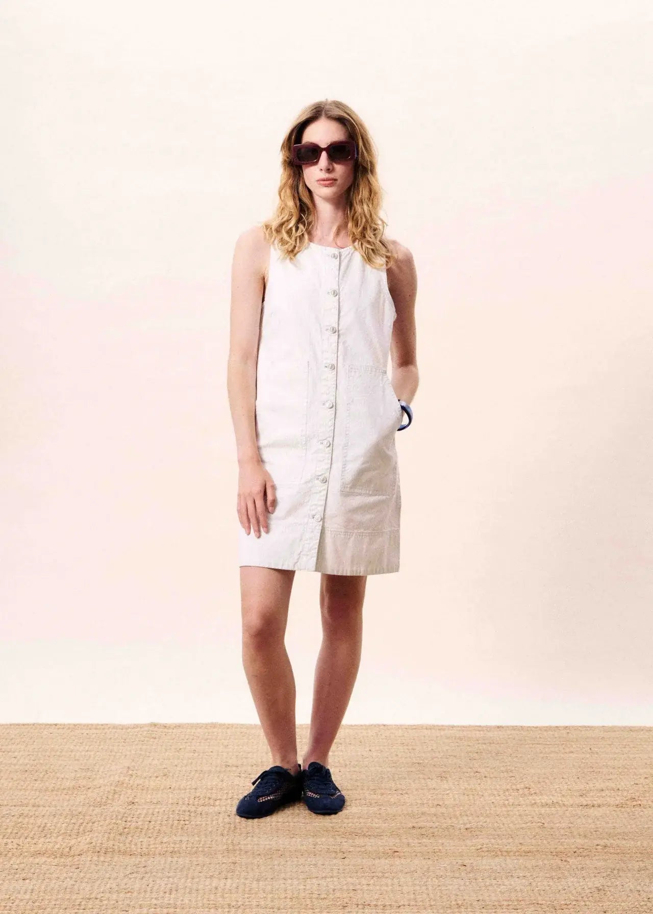 SLVLESS STRIPED DENIM DRESS