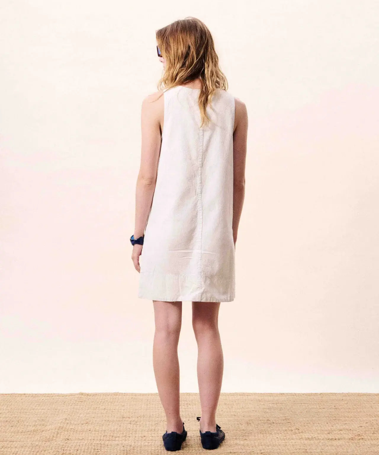 SLVLESS STRIPED DENIM DRESS