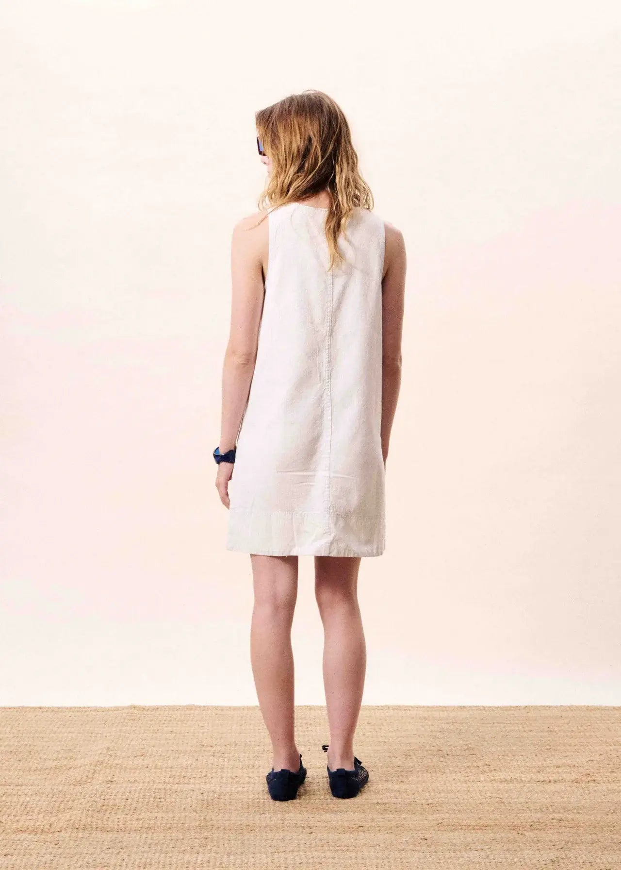SLVLESS STRIPED DENIM DRESS