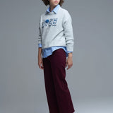 Cropped wide leg jeans
