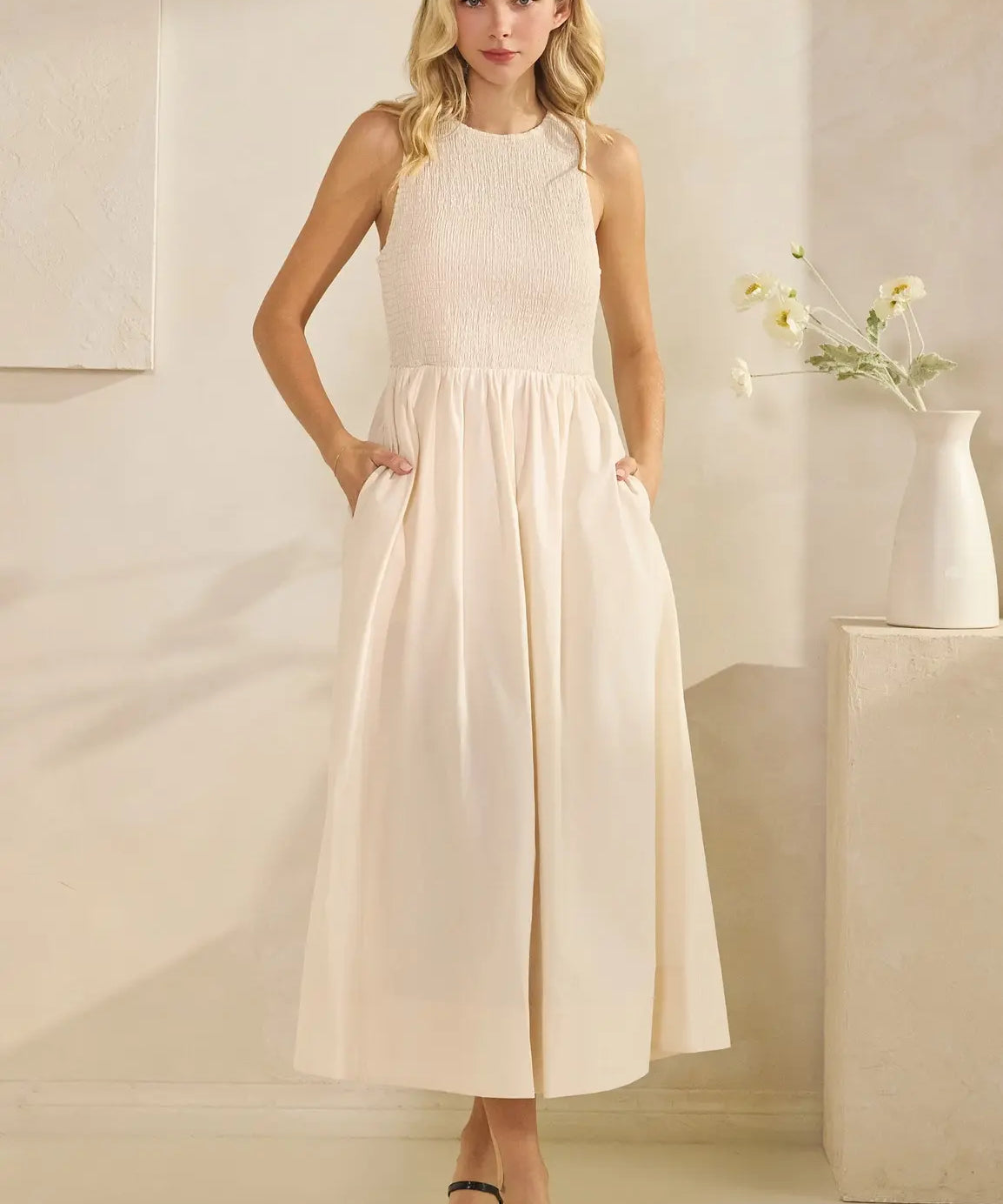 SLVLESS POPLIN MAXI DRESS