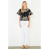 Short Sleeve Embroidery Detail Top