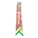 Equestrian Buckle Motif Print Skinny Twilly Scarf