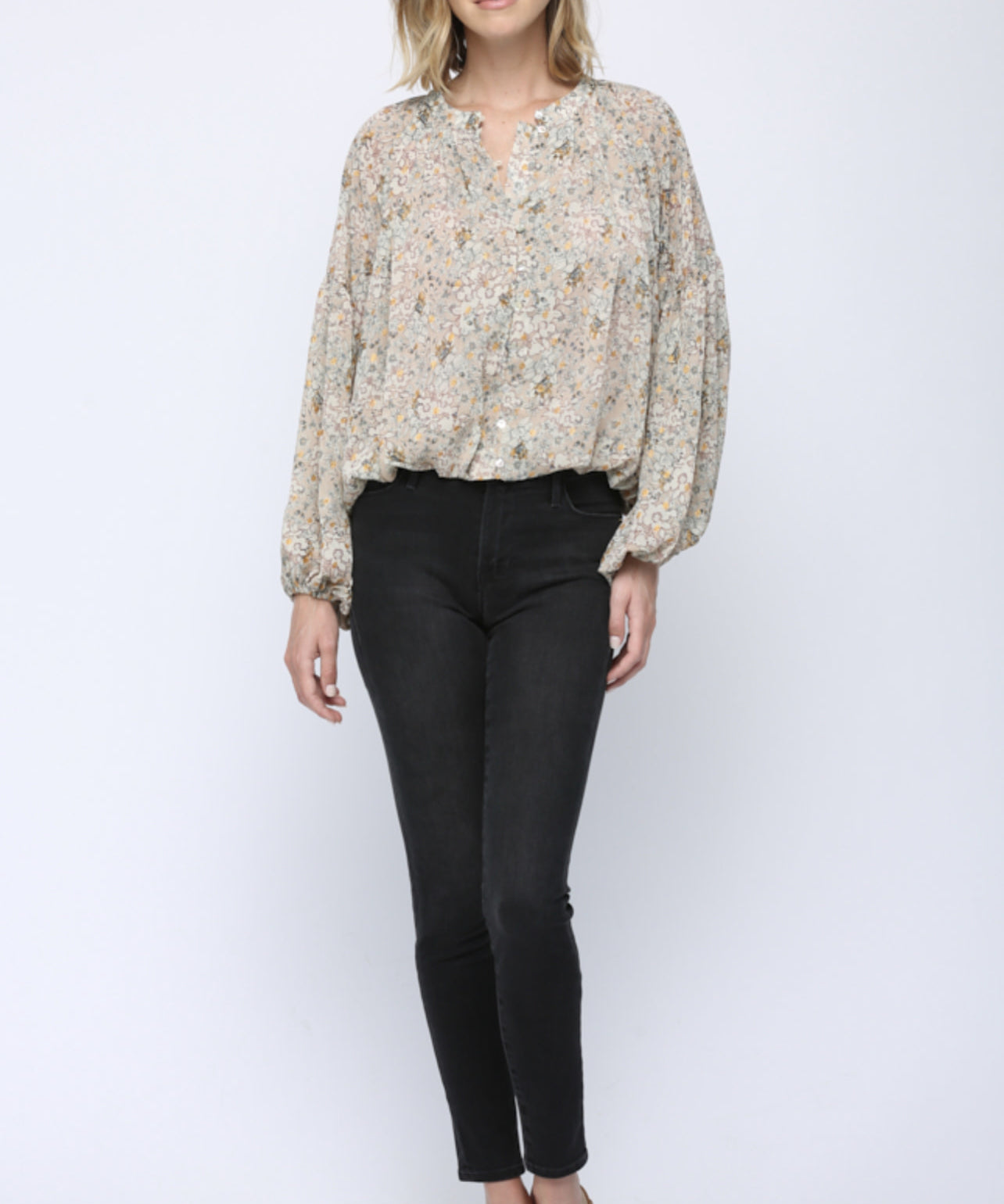 LUREX FLORAL PRINT BLOUSE