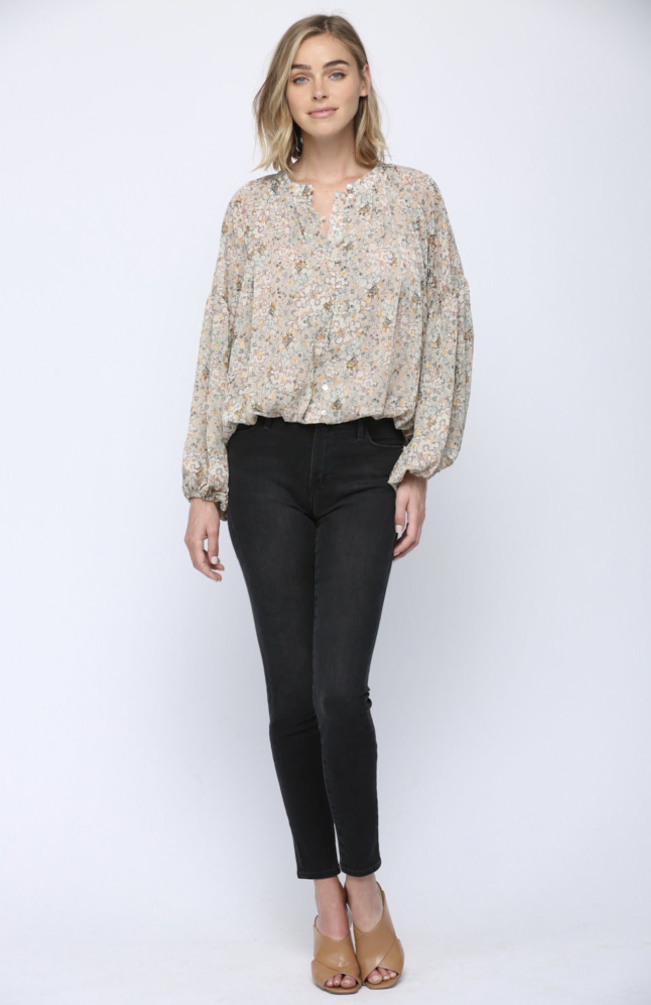 LUREX FLORAL PRINT BLOUSE