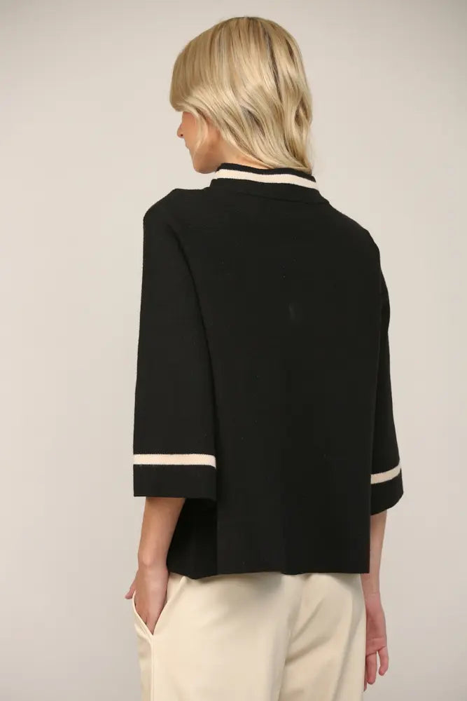 CONTRAST MOCK NECK SWEATER