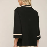 CONTRAST MOCK NECK SWEATER