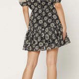 LACE TRIM TIERED RUFFLE DRESS