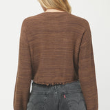 Brown Frayed Hem Cardigan