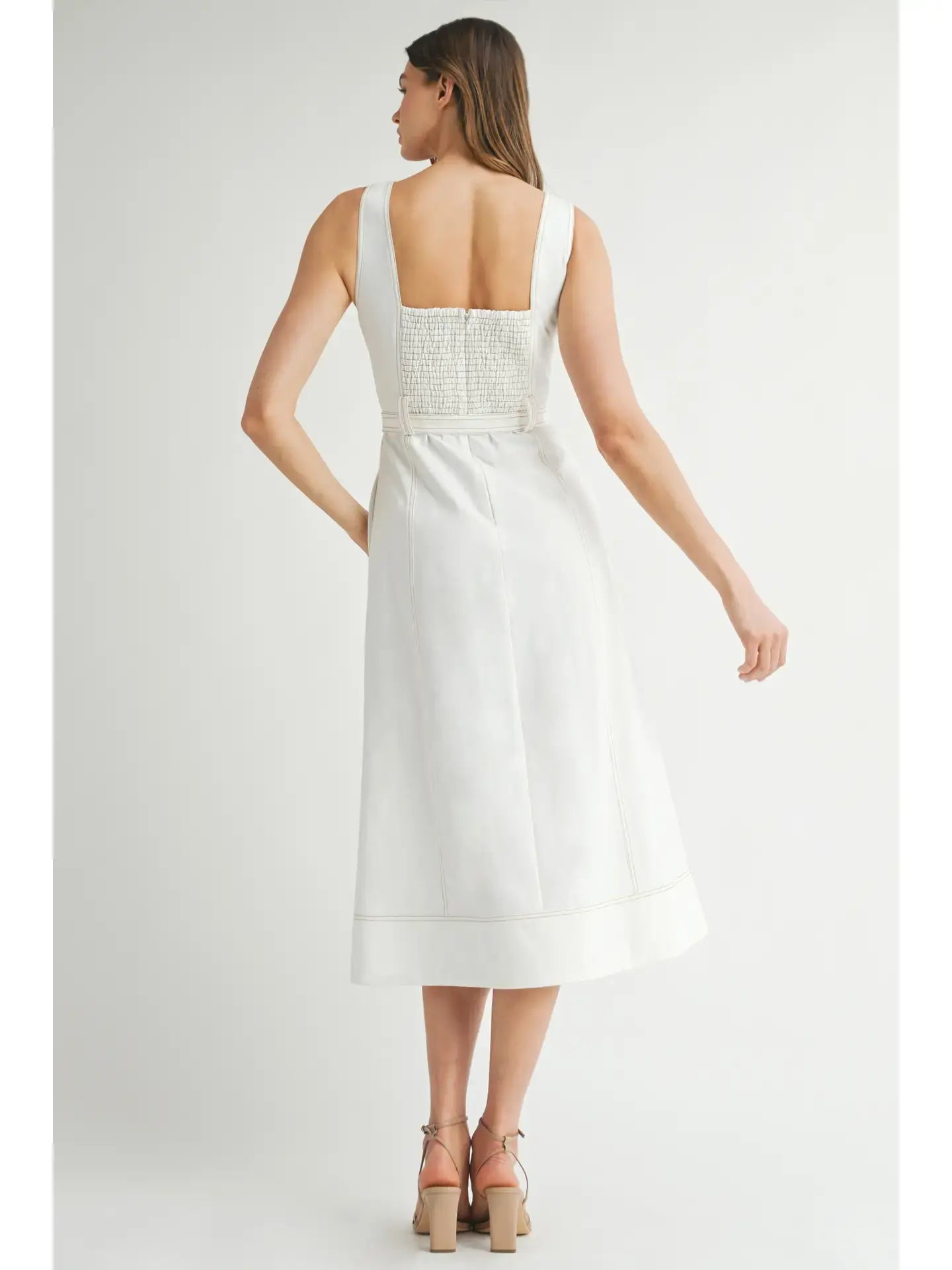 SWEETHEART BUTTON MIDI DRESS