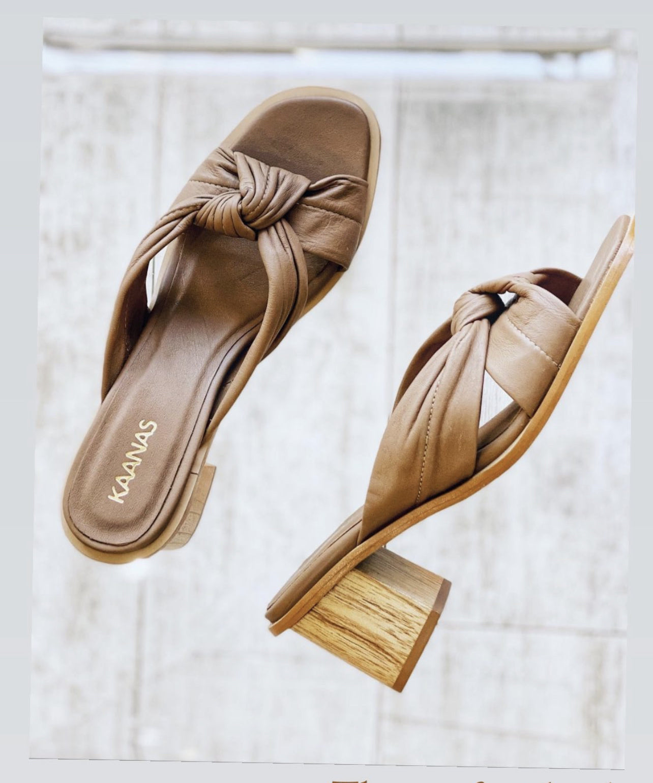 LEATHER KNOT WOOD HEEL