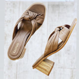 LEATHER KNOT WOOD HEEL