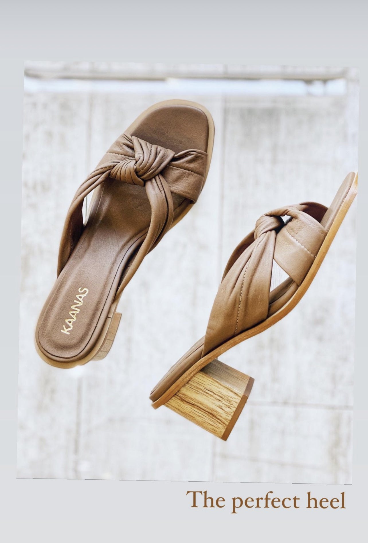LEATHER KNOT WOOD HEEL