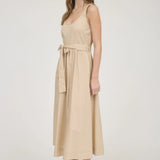 SLVLESS A-LINE MIDI W/ TIE BELT
