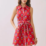 FLORAL PRINT SCALLOP TRIM DRESS