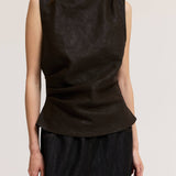 Vegan Leather Shell Top