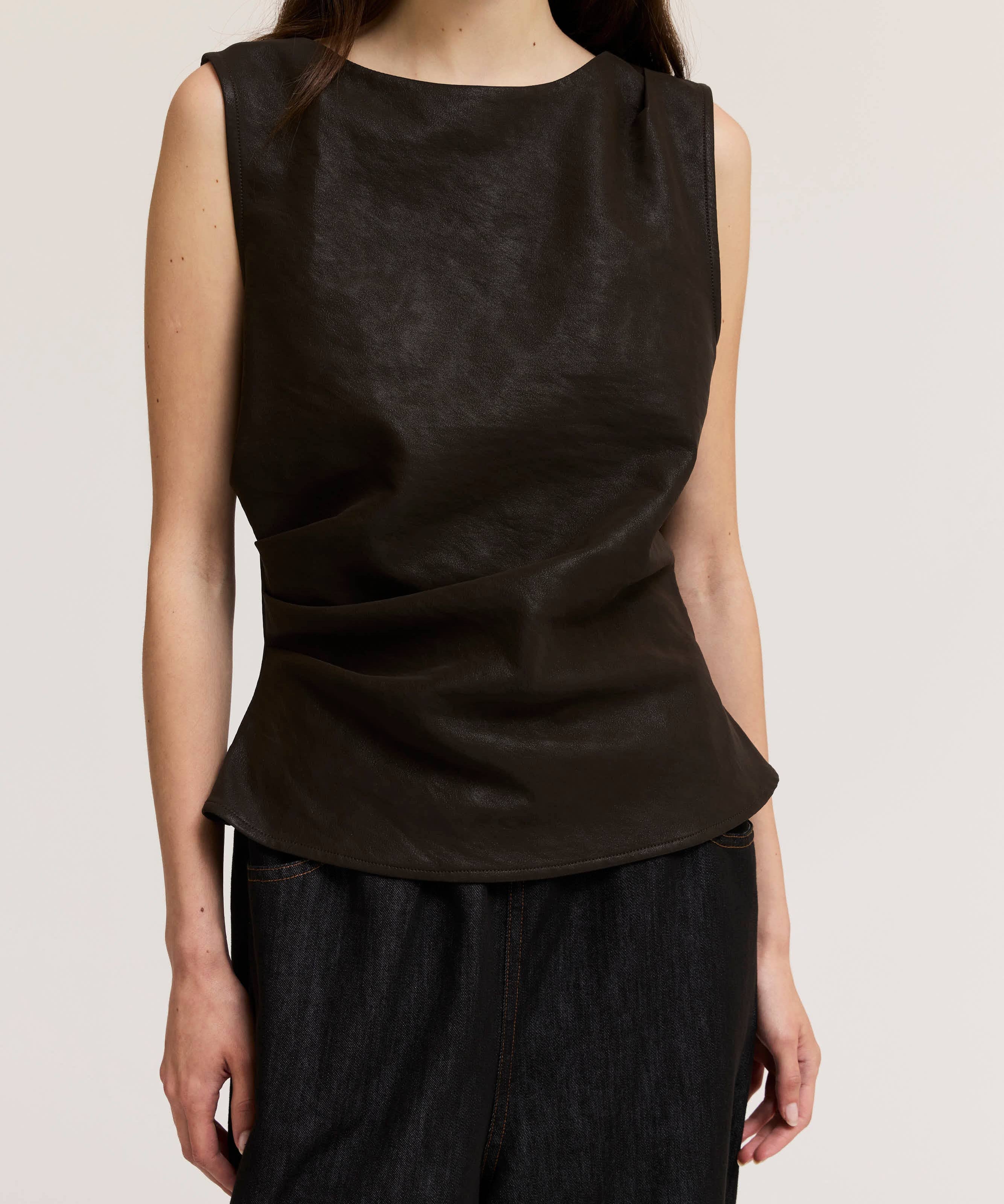 Vegan Leather Shell Top