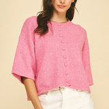 BUTTON DOWN SSLV SWEATER