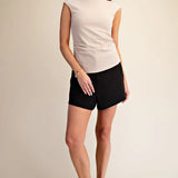 ROUND NECK SLVS SIDE DRAPED TOP