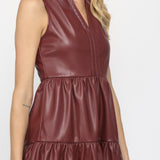 VEGAN LEATHER SLVLS MINI DRESS