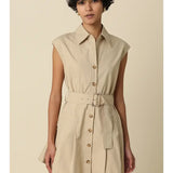 DONNA BELTED SLVLESS SHIRT DRESS