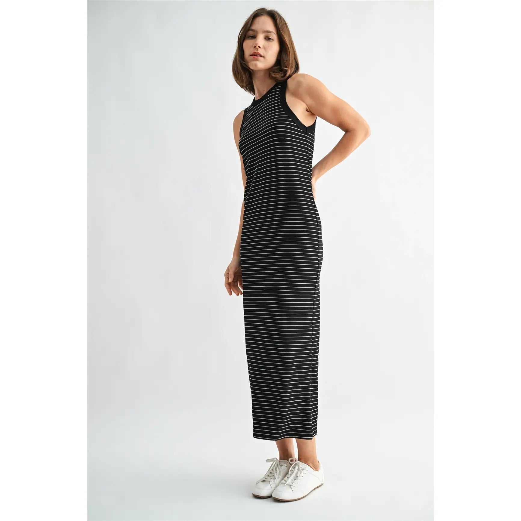 STRIPE RIB KNIT DRESS