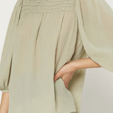WIDE NECK CHEST SMOCKED TOP
