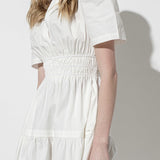 POUF SSLV TIERED MIDI DRESS
