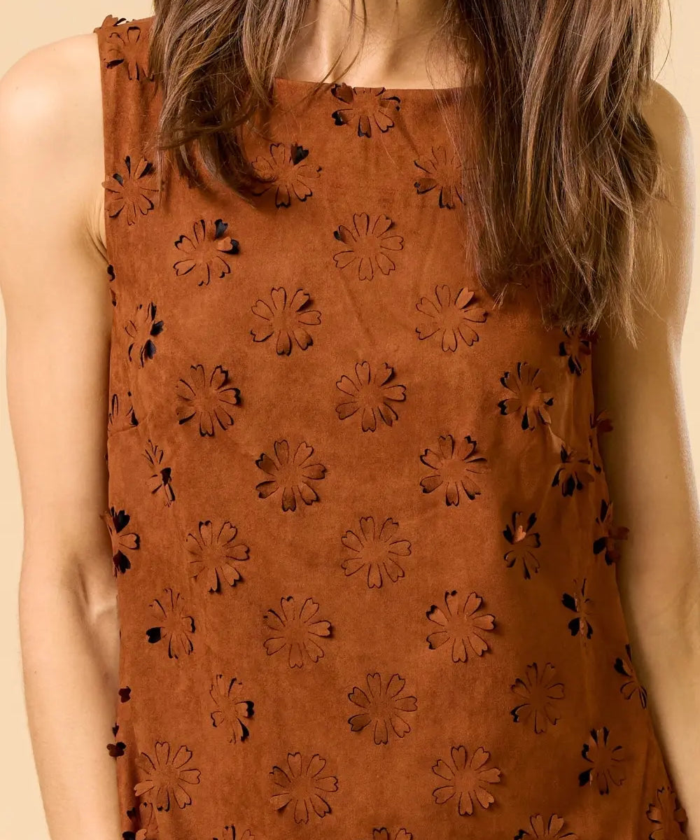 FLOWER CUT OUT SUEDE MINI