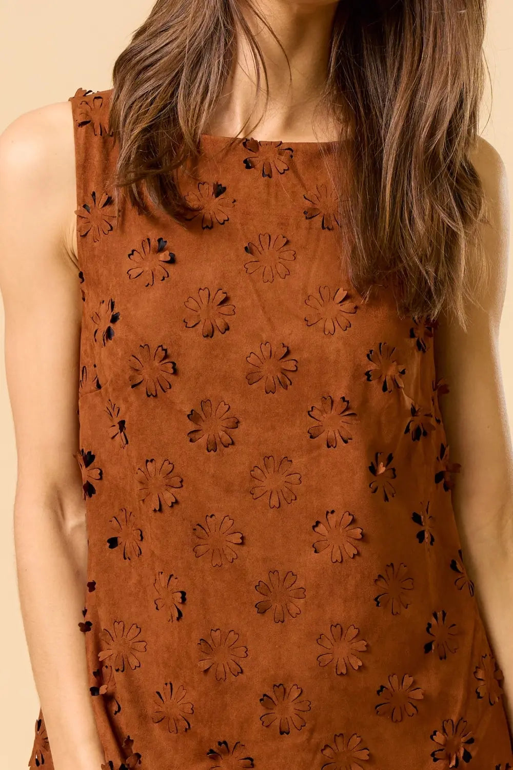 FLOWER CUT OUT SUEDE MINI