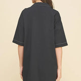 V NECK STITCH MINI DRESS