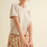SHORT SLEEVED BUTTON UP SWEATER