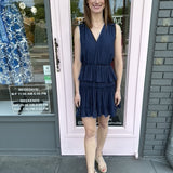 SLVLESS SURPLICE TIERED MINI DRESS W/ RUFFLE