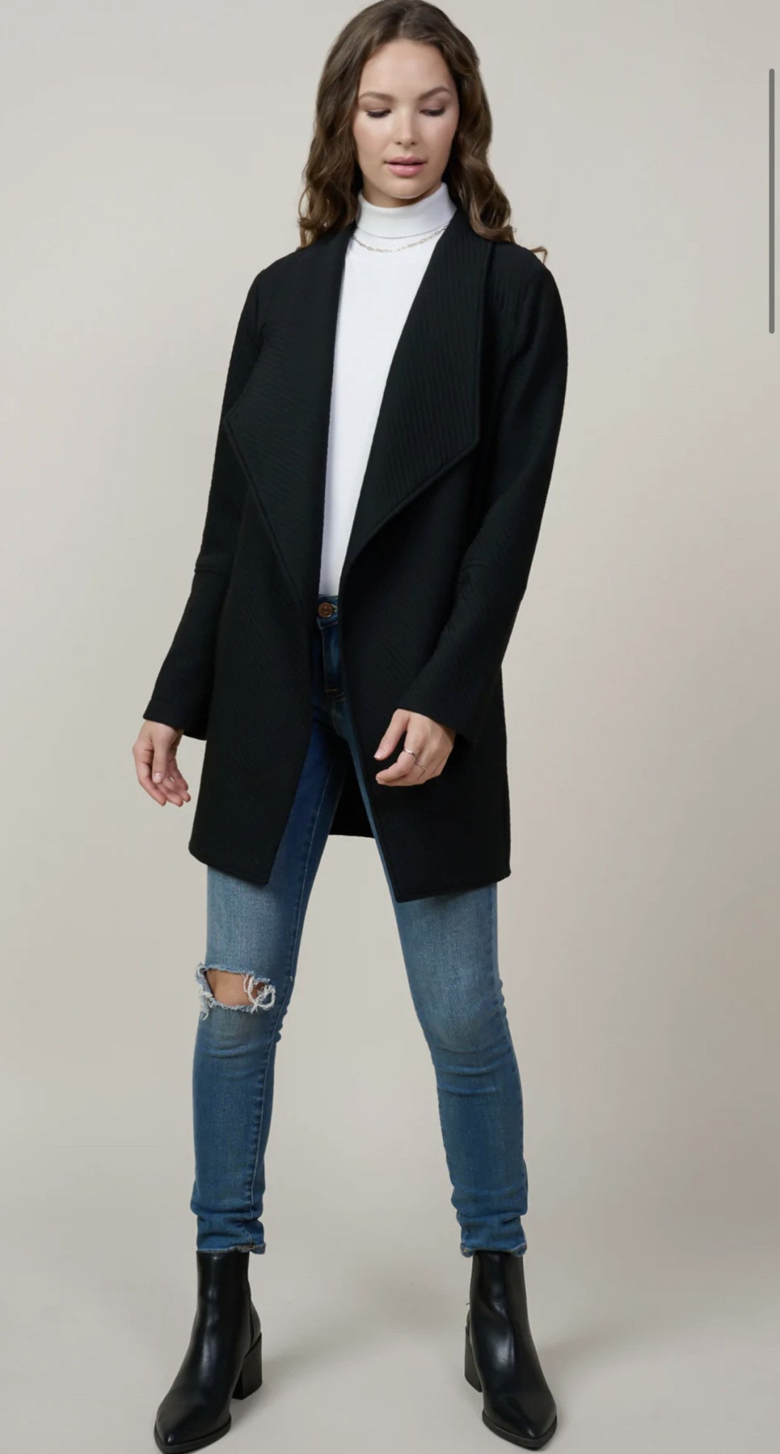 OPEN FRONT KNIT CARDIGAN