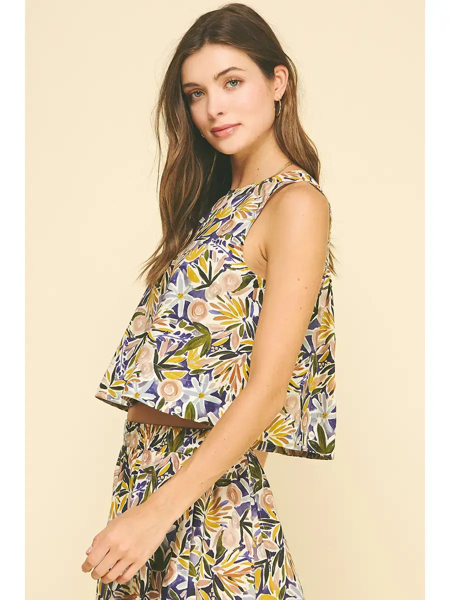 FLORAL PRINT SLEEVELESS TOP